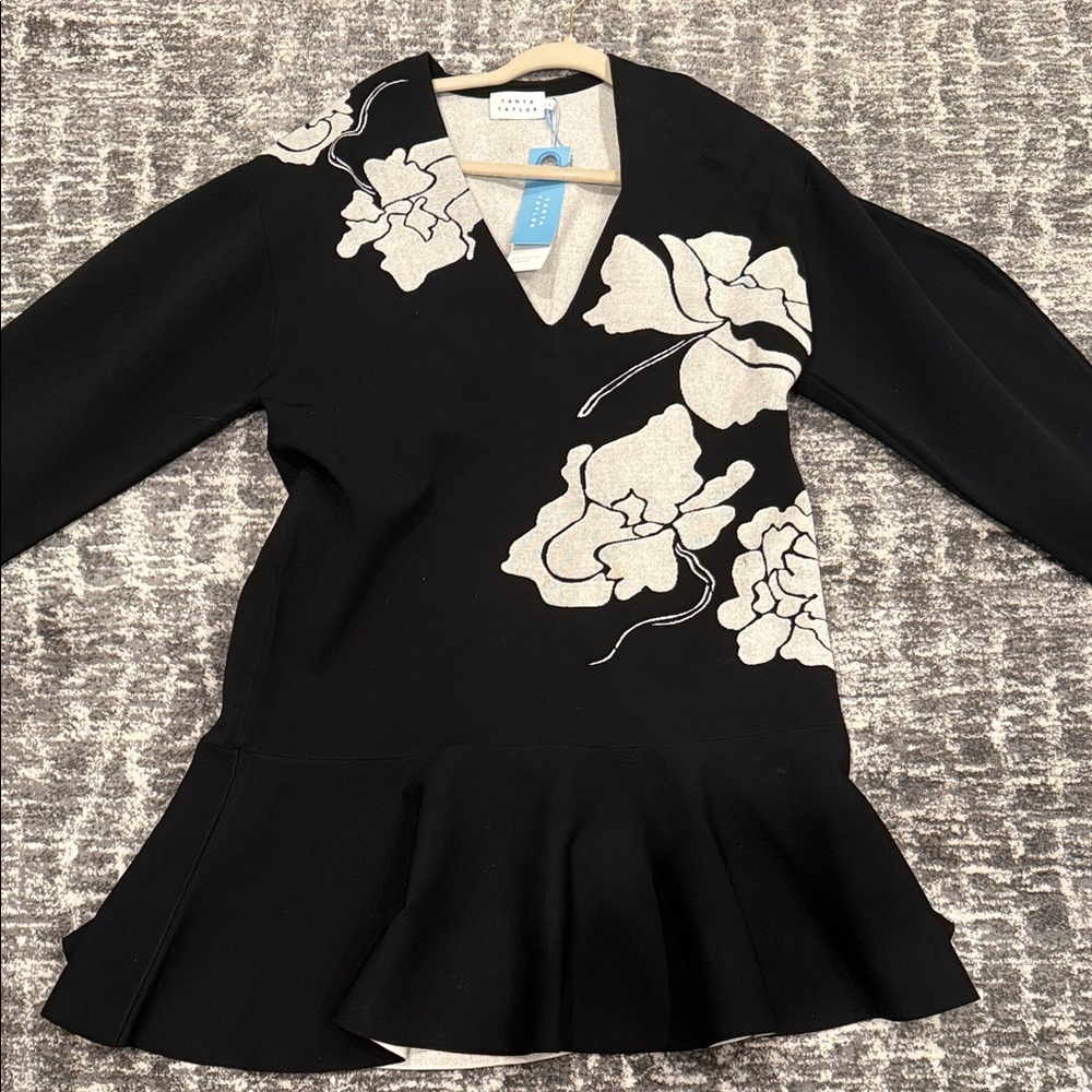Tanya Taylor Black and White Floral Dress